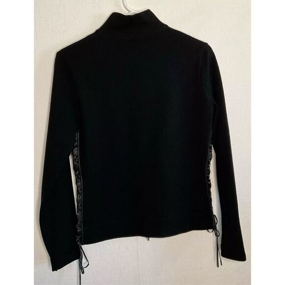 Vintage Bruno Manetti Moto Jacket Womens M Knit Sweater Zip Up Lacing Side Ride - Picture 6 of 9